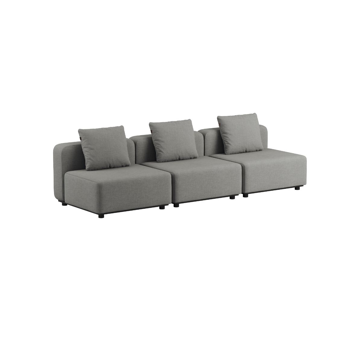Sort Cobana Lounge Sofa med armlæn og puf i modulopbygget udendørs design.
