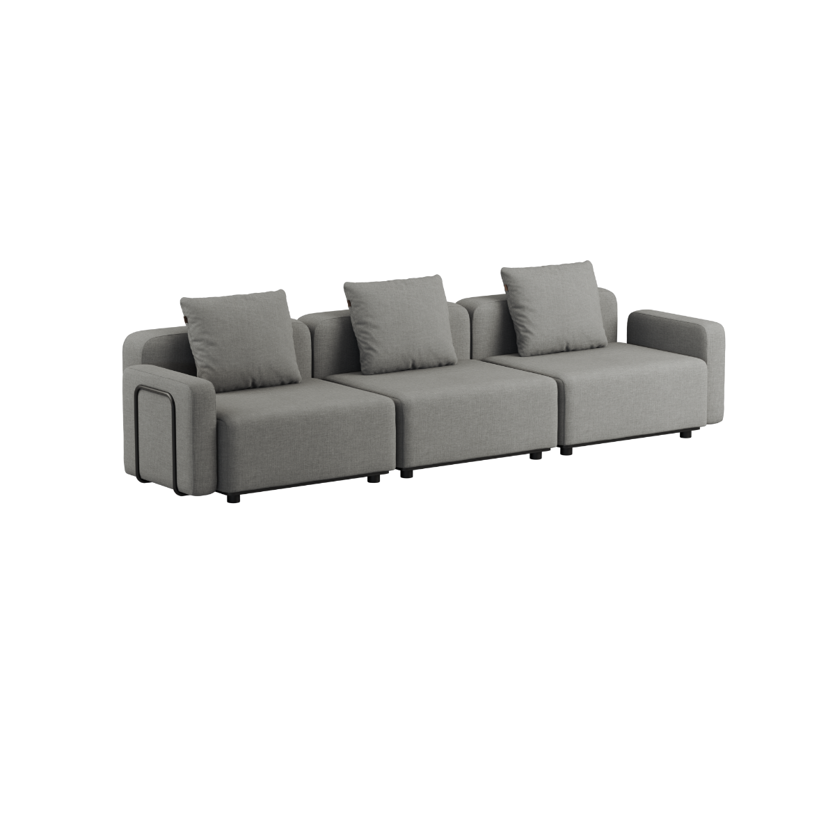 Cobana Lounge Sofa i sort med armlæn uden puf, modulopbygget udendørs sofa med aluminiumsramme.