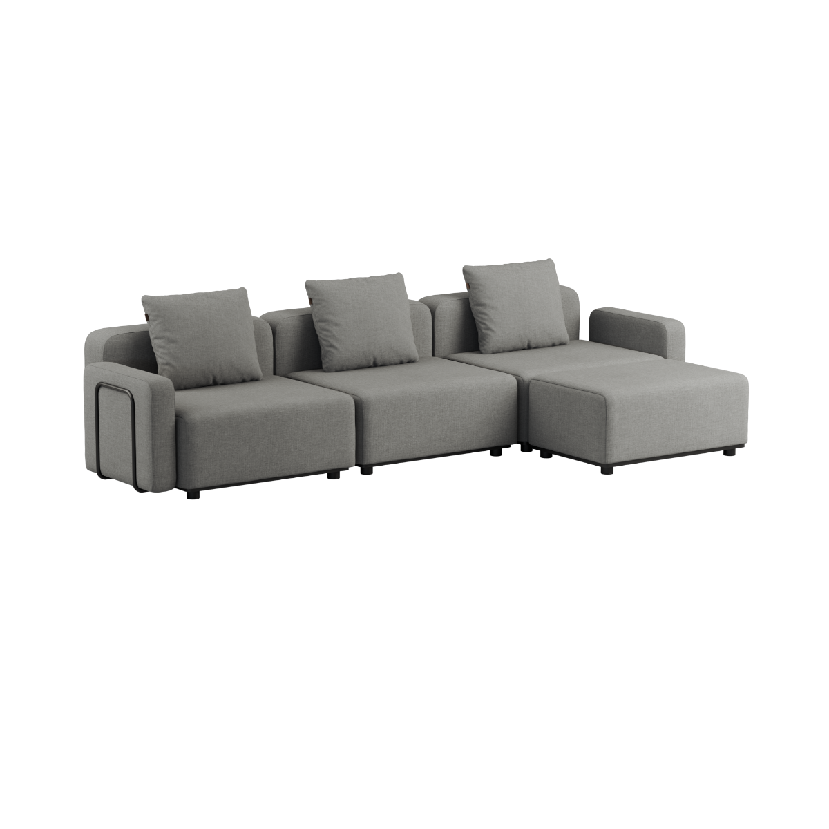 Cobana Lounge Sofa 3-personers uden armlæn i sort med pulverlakeret aluminiumsramme til udendørs brug.