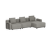 Grå modulopbygget udendørs loungesofa med tre siddepladser og højrevendt chaiselong fra sackit i dansk skandinavisk design