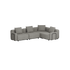 Grå modulopbygget udendørs hjørnesofa med bløde hynder og armlæn fra sackit til terrasse eller have i skandinavisk design