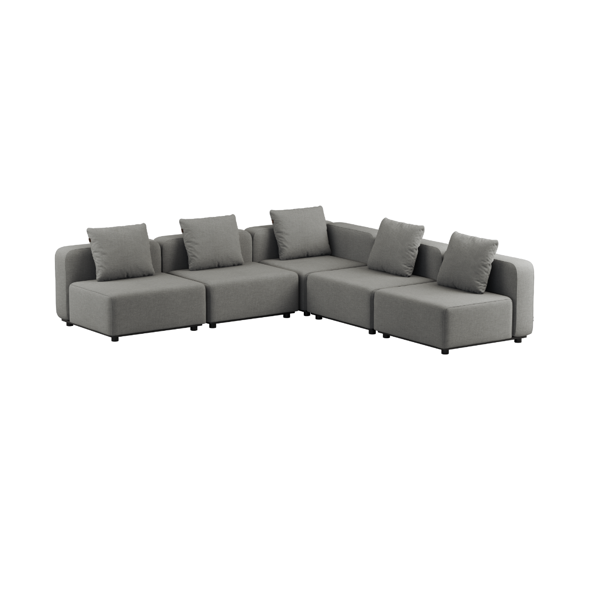 Udendørs Cobana Lounge Sofa i Kirra Grey uden armlæn, modulopbygget hjørnesofa med puder