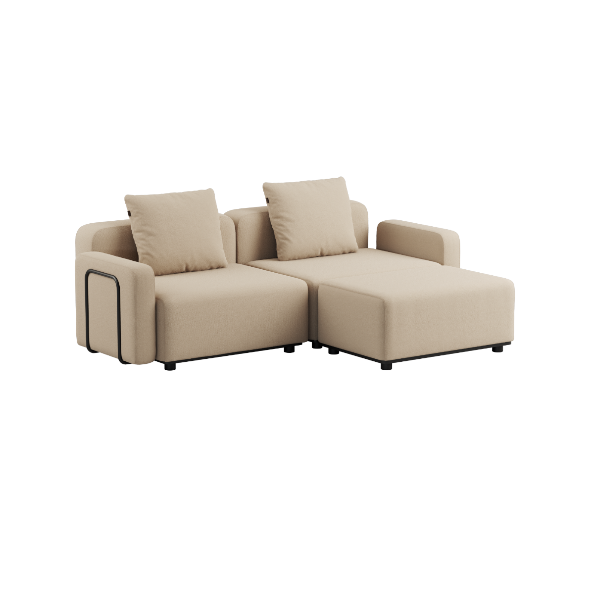 Sort Cobana Lounge Sofa til to personer i pulverlakeret aluminium med sort tekstil uden armlæn.