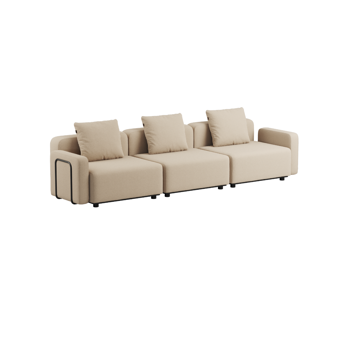 Cobana Lounge Sofa 3-personers i Cobana Grey med armlæn uden puf i udendørs skandinavisk design.