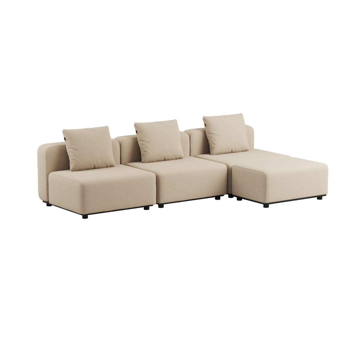 Cobana Lounge Sofa 3-personers udendørs sofa i sort med pulverlakeret aluminiumsramme uden armlæn.