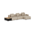 sackit Cobana modulopbygget beige loungesofa til udendørs brug med tre siddepladser og integreret sidebord med opbevaring og træbordplade