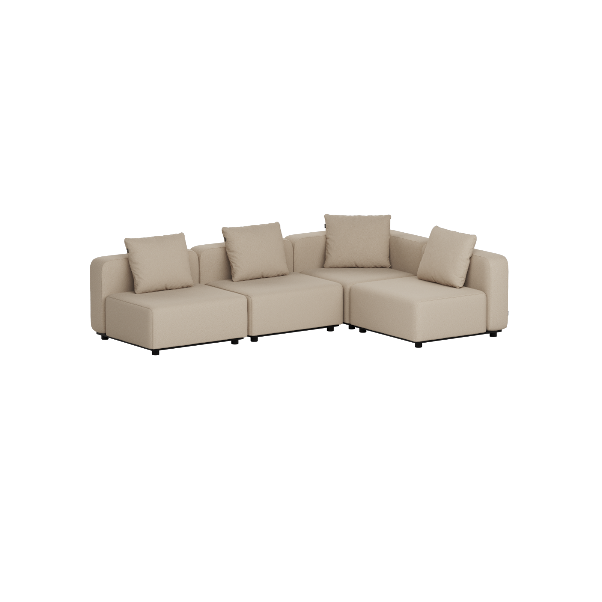 Beige modulopbygget udendørs hjørnesofa med bløde hynder fra sackit i dansk skandinavisk design til terrasse og have