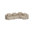 Beige firepersoners hjørnesofa fra sackit med bløde hynder og modulopbygget design til en stilfuld udendørs lounge