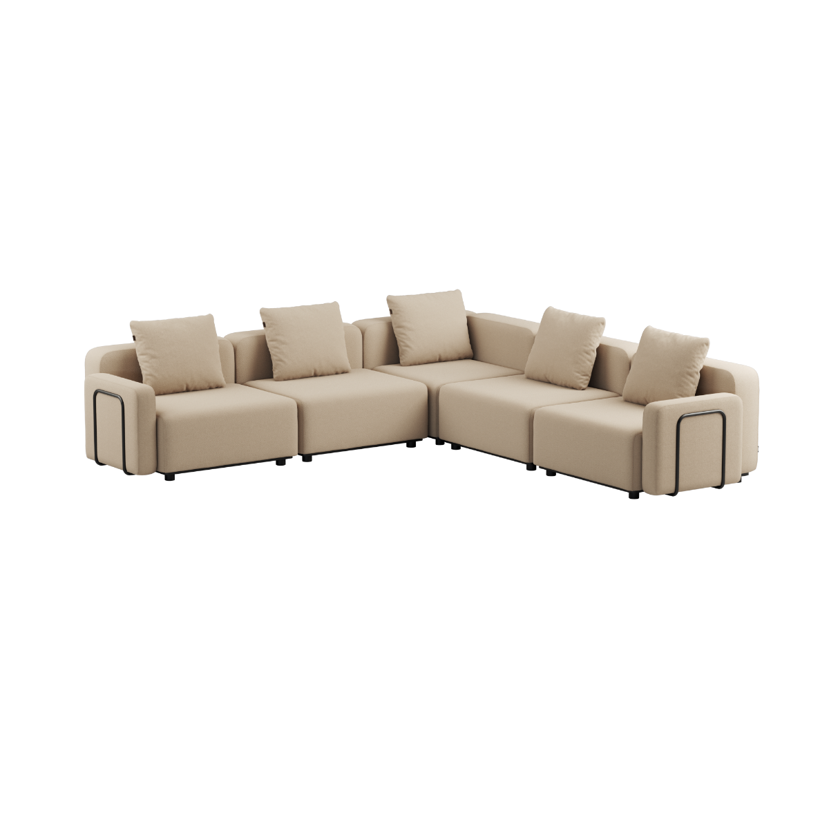 Boucle Beige Cobana Lounge Sofa with armrests, 5-seater corner outdoor sofa with clean Scandinavian lines.