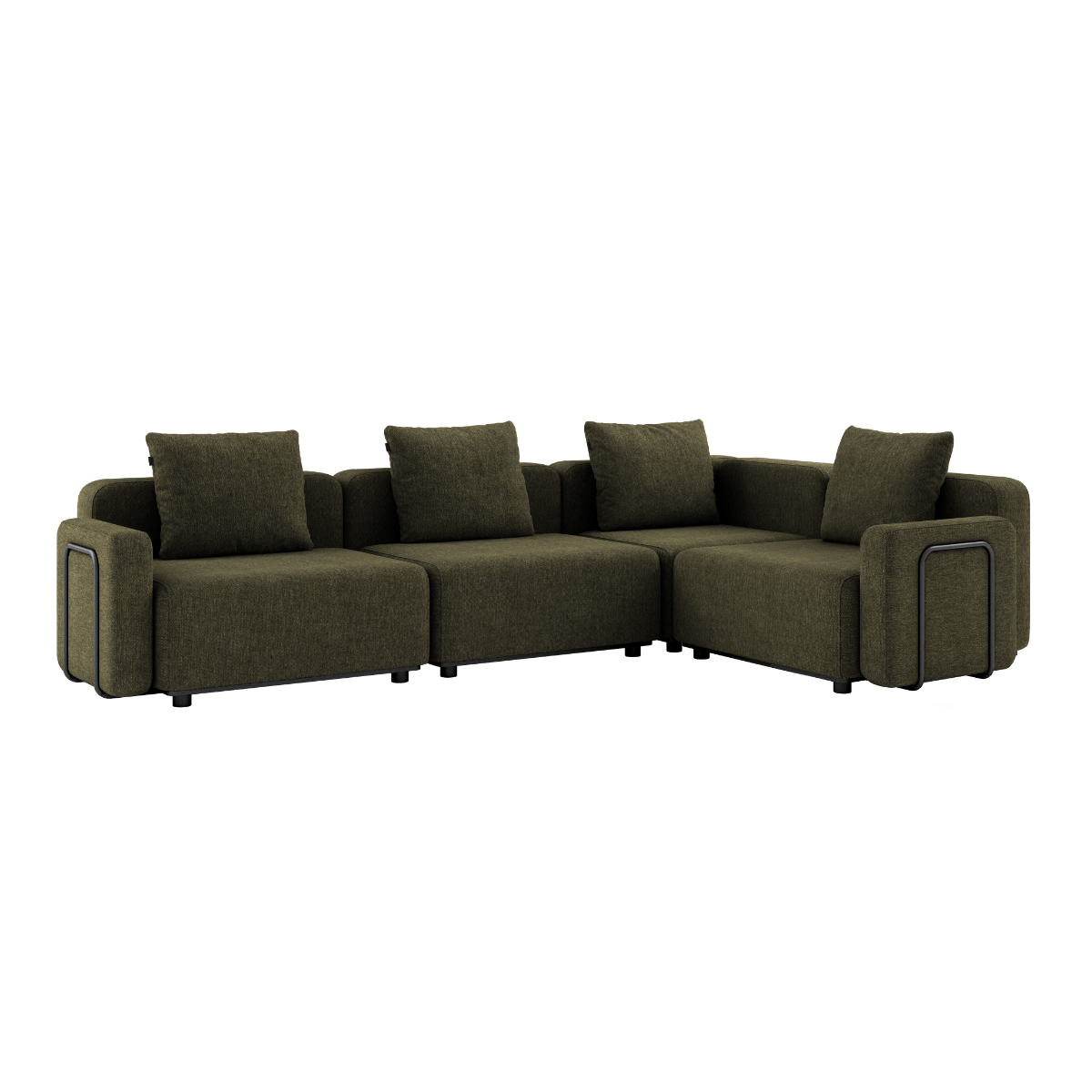 Kirra Olive Cobana Lounge Sofa 4-seater corner with armrests in outdoor setting