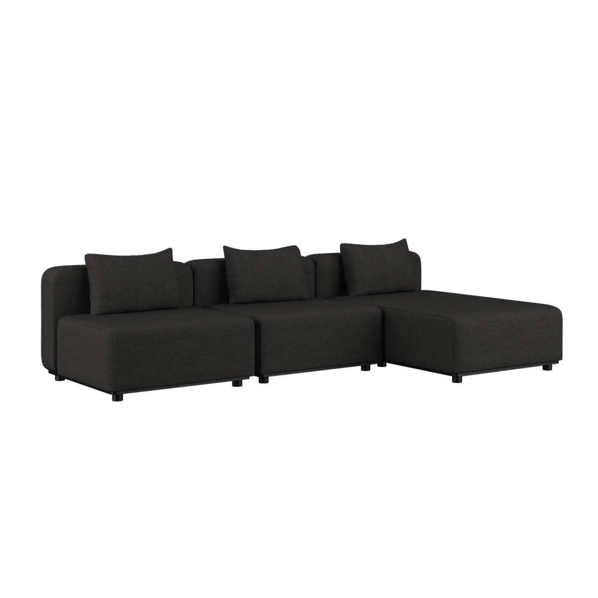 Sort Cobana Lounge Sofa med chaise i aluminium og tekstil til udendørs brug.