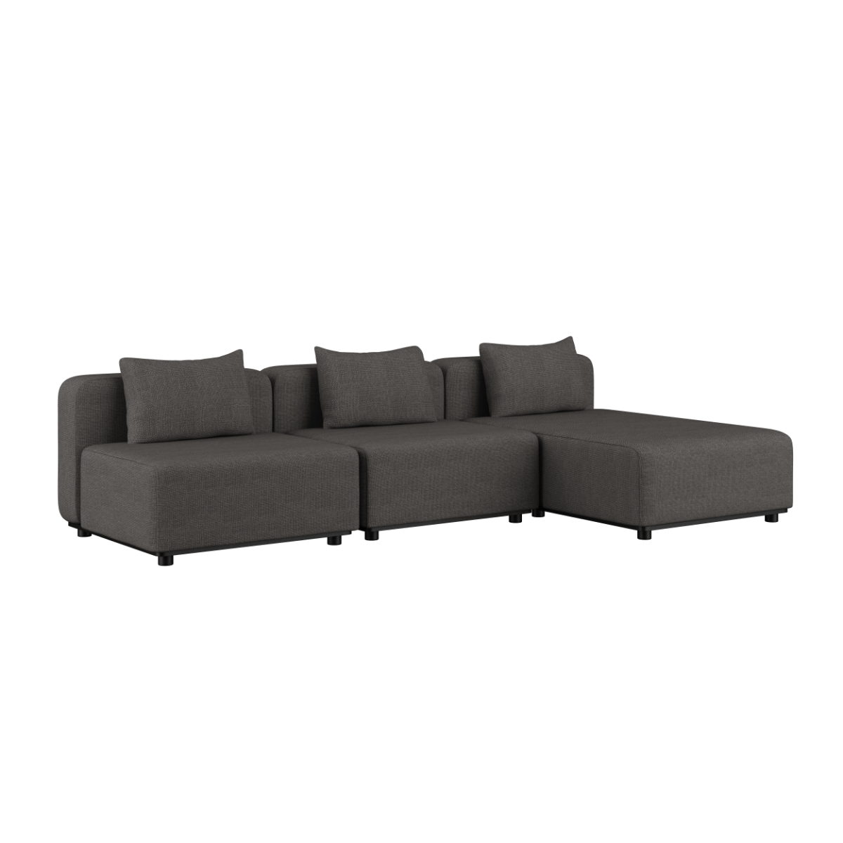 Cobana Lounge Sofa i grå, 3-personers udendørs modulsofa med chaise longue og puder.