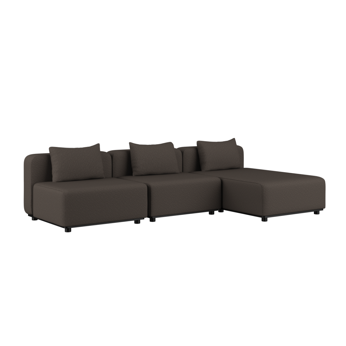 Udendørs Cobana Lounge Sofa 3-personers med chaiselong i brun farve og modulopbygget design.