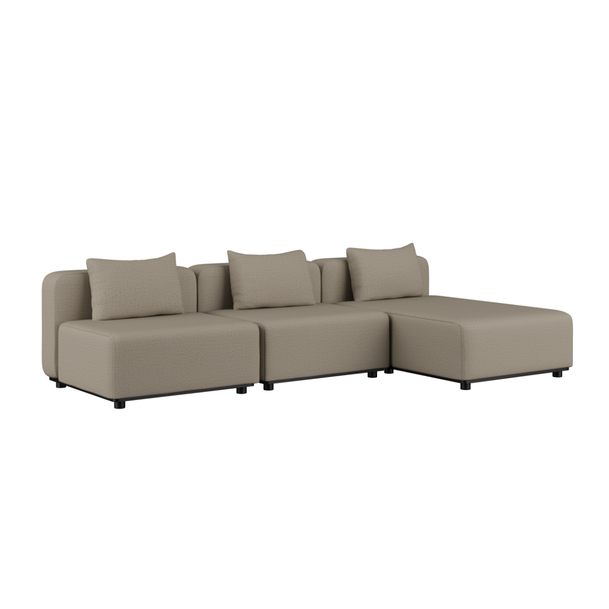 Udendørs Cobana Lounge Sofa 3-personers chaise i Kirra Sand med modulopbygget design og puder.