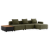 Kirra Olive Cobana Lounge Sofa with three modules, armrest, storage table, and pouf in outdoor setting