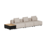 sackit Cobana loungesofa med tre siddepladser og integreret sidebord i træ til udendørs brug med bløde beige hynder og sort stel