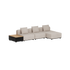 sackit Cobana udendørs loungesofa i lysegråt stof med tre ryghynder og integreret sidebord i teak på sort stel