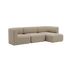 Sandfarvet Fjord sofa med tre siddepladser og højrevendt chaiselong i blødt skandinavisk design fra sackit