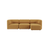 sackit Fjord sofa med tre siddepladser og højrevendt chaiselong i varm karamelfarve med bløde afrundede former og skandinavisk design