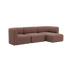 Brun Fjord sofa med tre siddepladser og højrevendt chaiselong med blød polstring fra sackit til moderne skandinaviske hjem