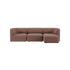 Brun Fjord sofa med tre siddepladser og højre chaiselong i bløde afrundede former fra sackit dansk møbeldesign