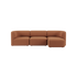 Brun Fjord sofa fra sackit Danmark med tre siddepladser og højrevendt chaiselong i blødt skandinavisk design