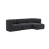 Mørkegrå Fjord sofa med tre siddepladser og højrevendt chaiselong fra sackit i blødt skandinavisk design