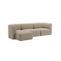 Beige Fjord sofa fra sackit med tre siddepladser og venstrevendt chaiselong i bløde afrundede former til en moderne nordisk indretning