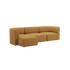 sackit Fjord sofa i varm okker med tre siddepladser og venstrevendt chaiselong. Bløde former og skandinavisk design til det moderne hjem