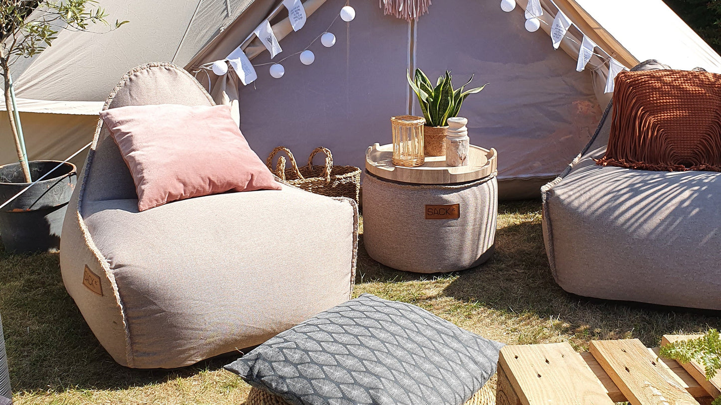 Canvas Lounge Chair & Pouf - Sækkestol til indendørs brug med puf