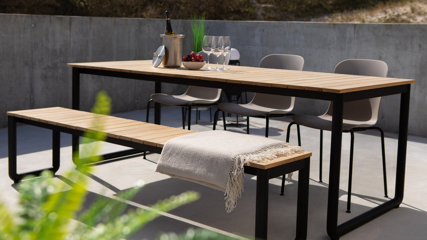 Patio Bench - 190x37 - Udendørs bænk i teaktræ og aluminium