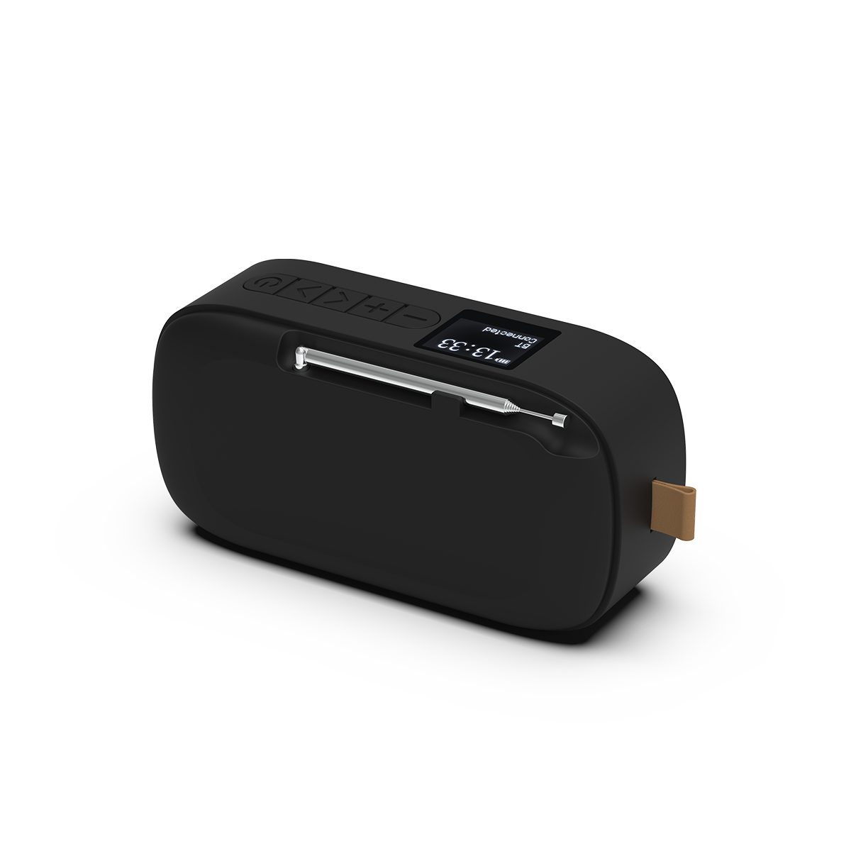 SACKit Go 300 Care Bluetooth højtaler og radio med dansk design i sort og gråt stof.