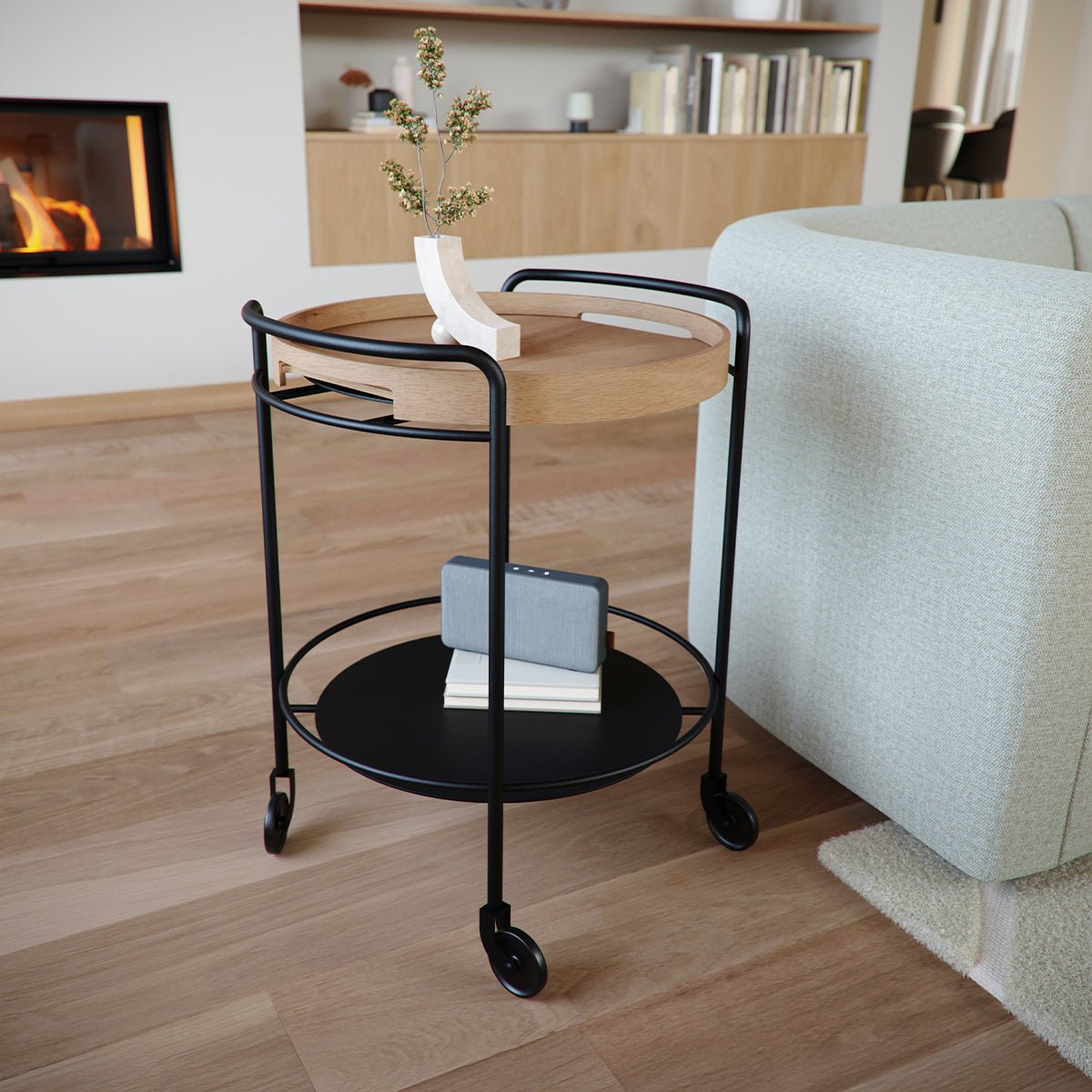  | Serving Table w/ Nordic Serving Tray - Natural Oak | SACKit