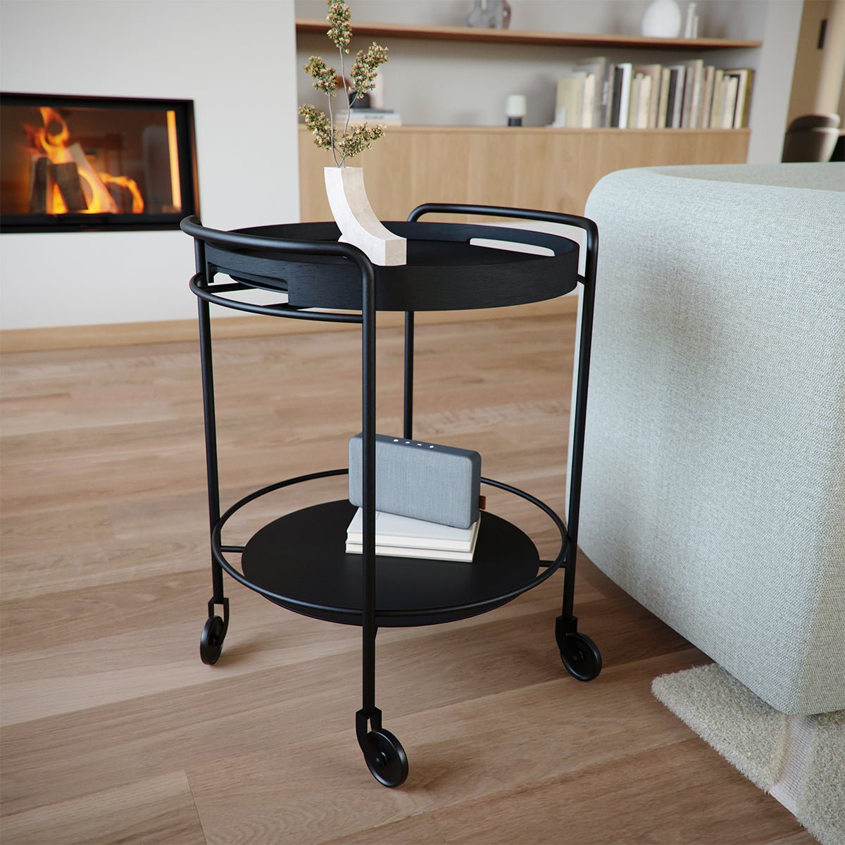  | Serving Table w/ Nordic Serving Tray - Black Stained Oak | SACKit
