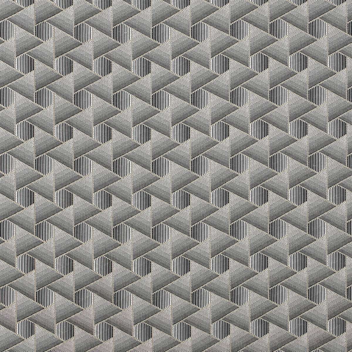 Sort Pouf Noir sækkestol og puf med geometrisk jacquard-tekstildesign fra Designers Guild.