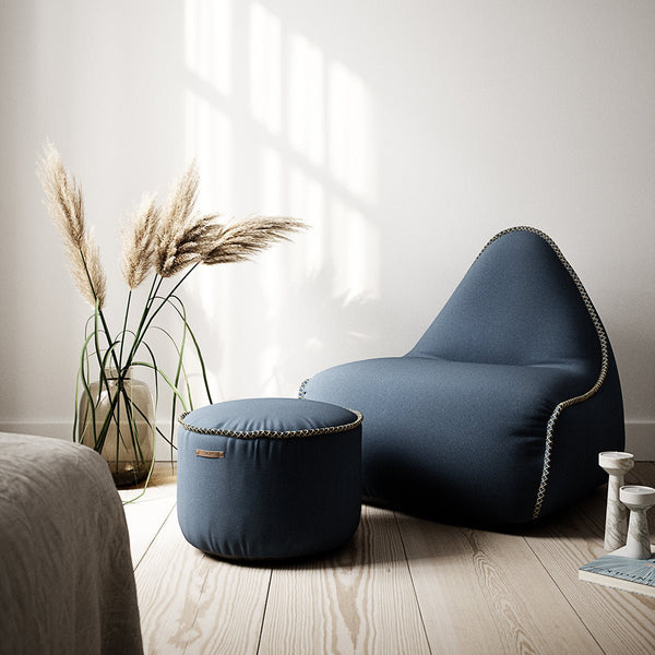 variant_9579207% | Cura Lounge Chair & Pouf - Cura Dark Blue | SACKit
