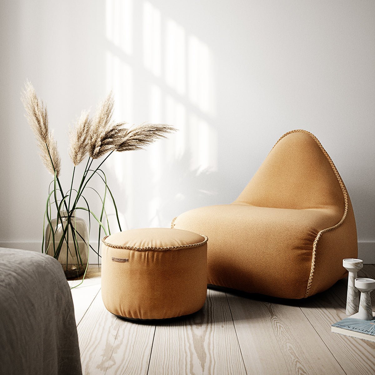  | Cura Lounge Chair & Pouf - Cura Curry | SACKit