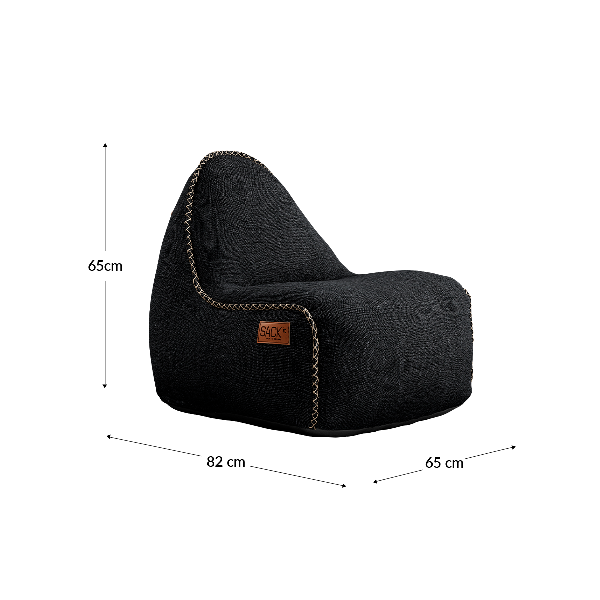 Cobana Junior Lounge Chair i gråt stof, børnesækkestol med formstabilt design og håndsyede sting.