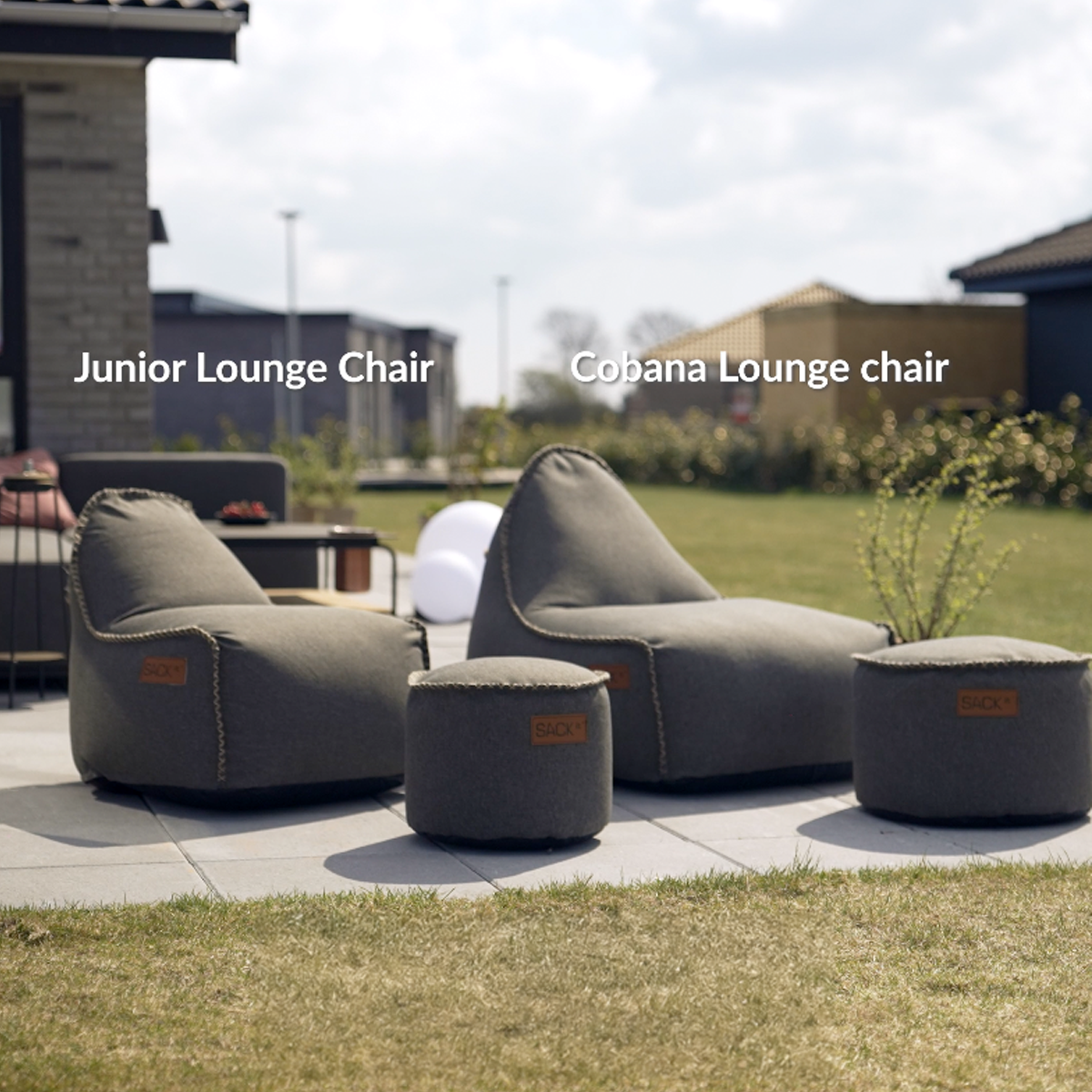 Cobana Junior Lounge Chair i grå, formstabil sækkestol til børn med vandafvisende tekstil.