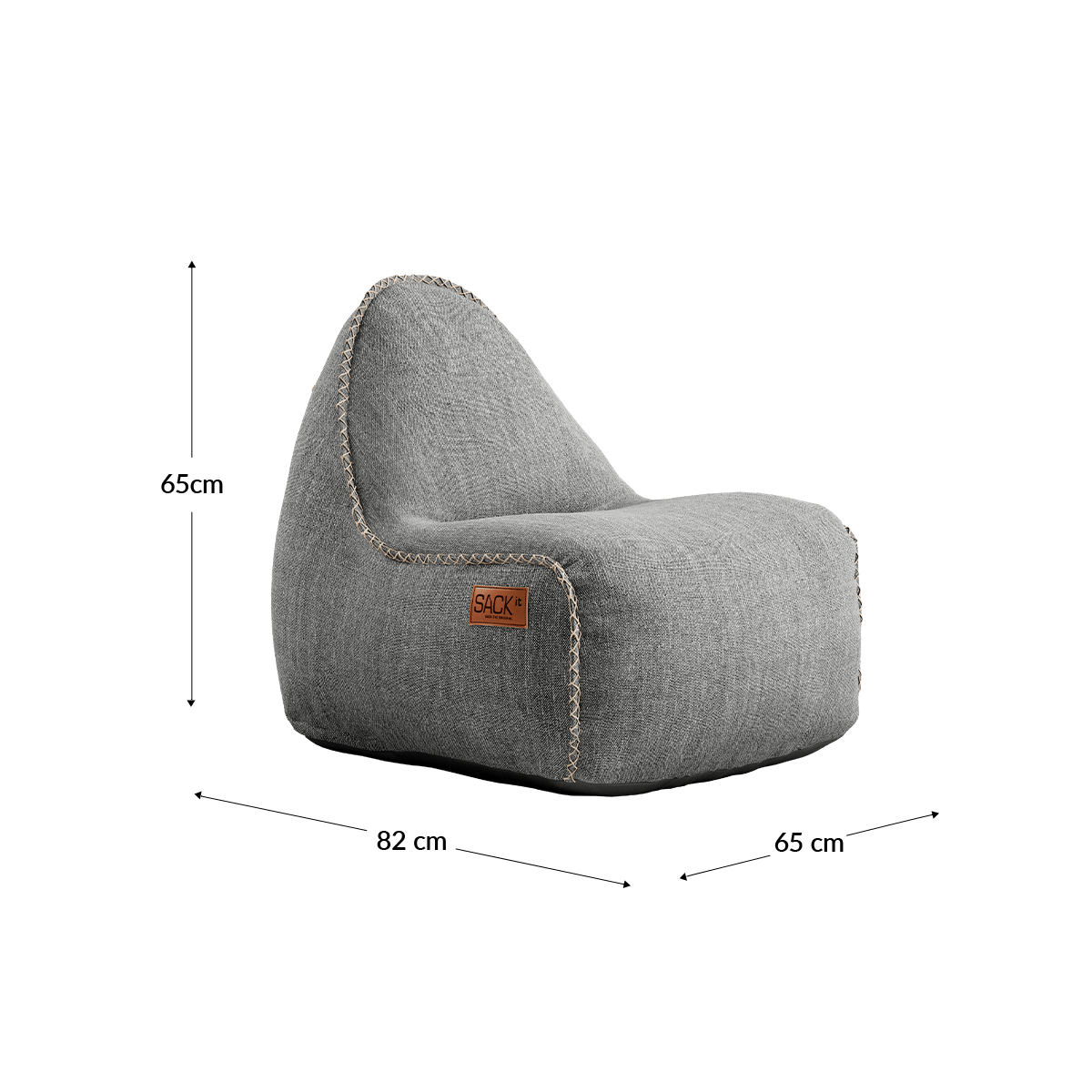 Cobana Junior Lounge Chair i lys grå, børnesækkestol med rund form og blødt fyld.