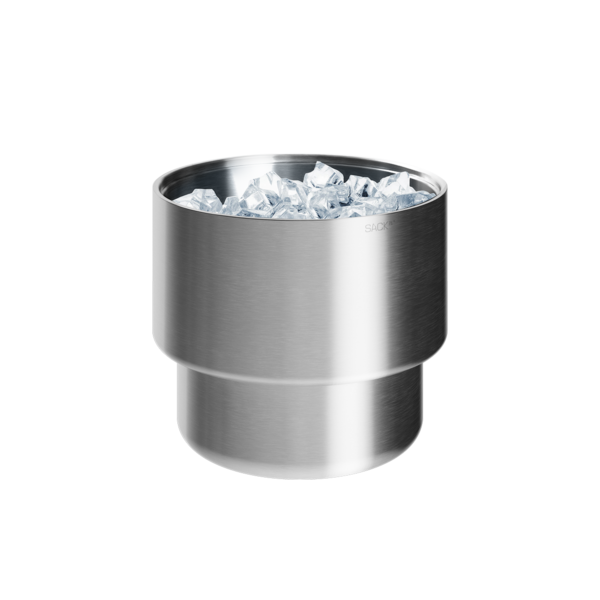 Rustfri stålvinkøler med isolering og rund form, Ø22 cm, til op til 9 liter is eller flasker.