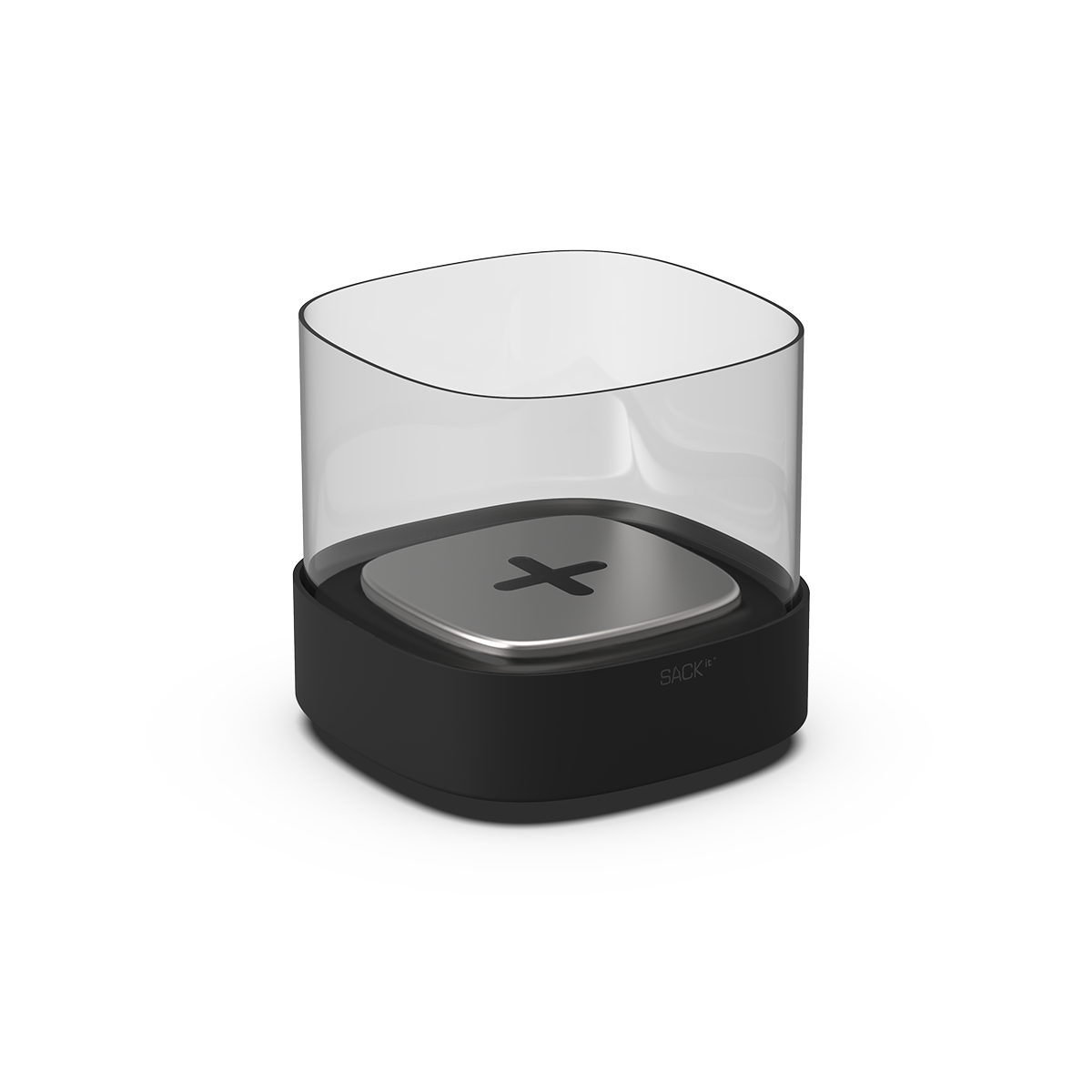 SACKit Bio Lamp udendørs lampe i sort rustfrit stål med varmebestandigt glas og rund form.