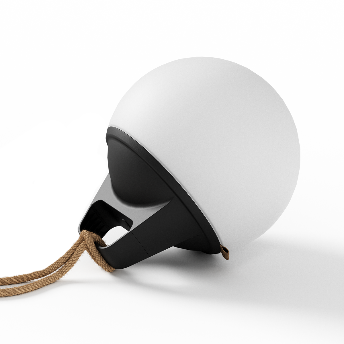 SACKit Light 250 rund udendørs lampe med hvid kuppel og sort håndtag i dansk design