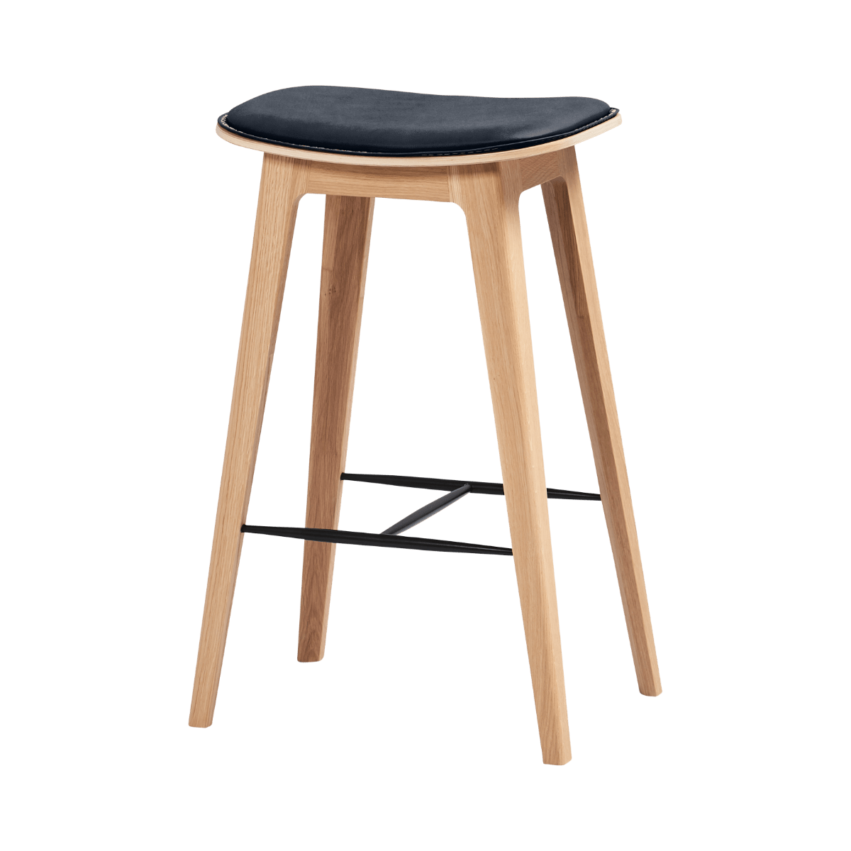 variant_8593225% | Nordic Bar Stool - Oak with stitches [Contract] - 68 cm Luna Carbon | SACKit