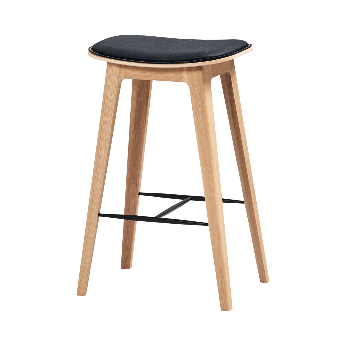 variant_8593226% | Nordic Bar Stool - Oak with stitches [Contract] - 68 cm Terra Black | SACKit