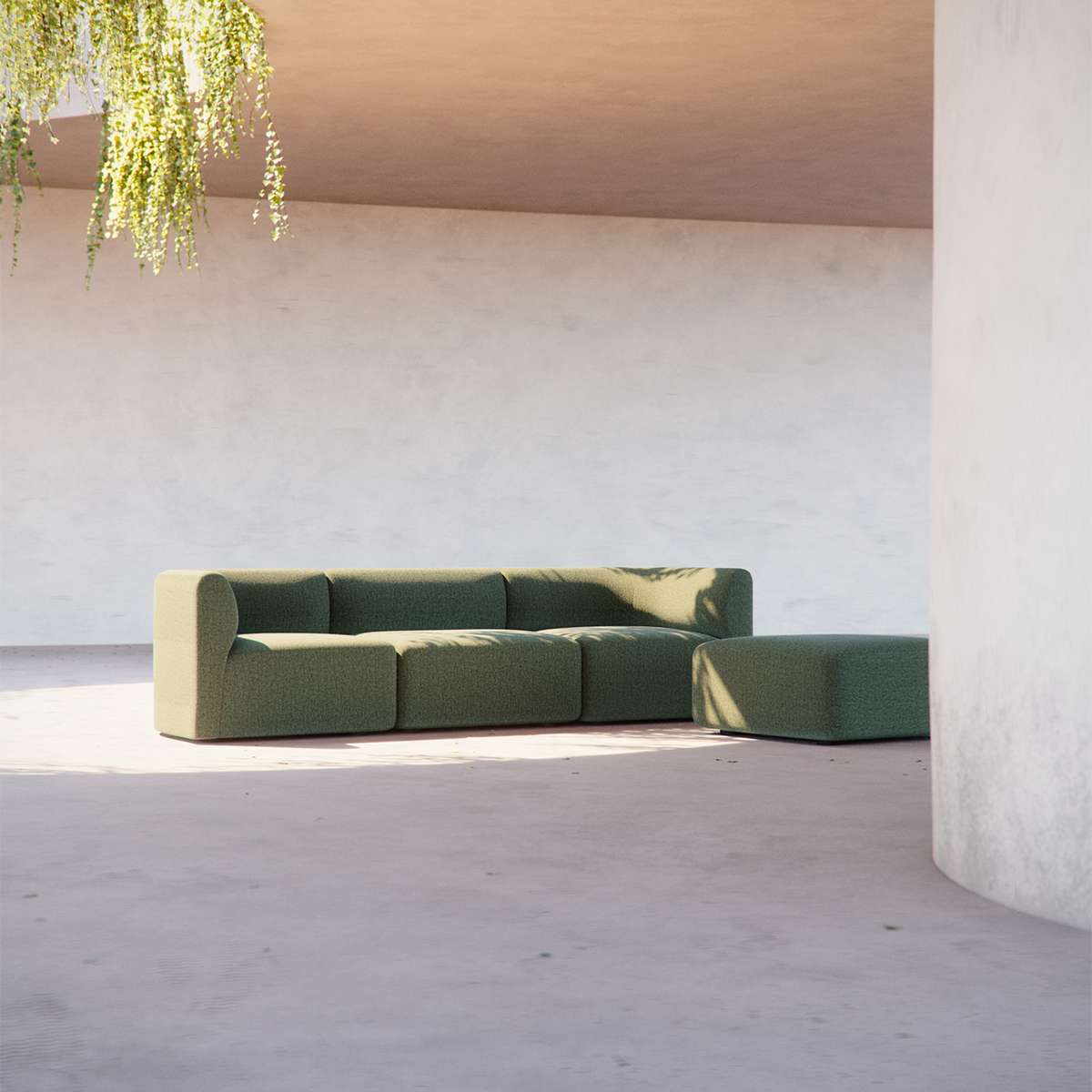 Fjord Sofa sædesektion i blød Cosmo Mustard tekstil med afrundede kanter og skandinavisk design.