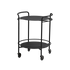 Sort Serving Table i pulverlakeret stål med hjul og enkelt, nordisk design.