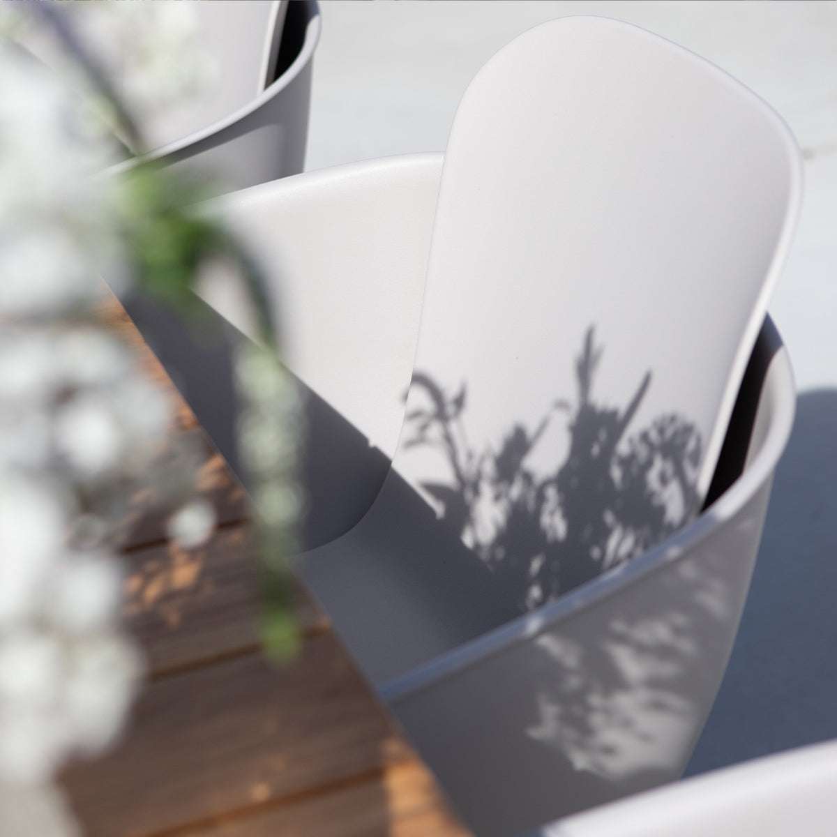 Taupe Patio Chair no. One S2 with black powder-coated steel frame for outdoor use