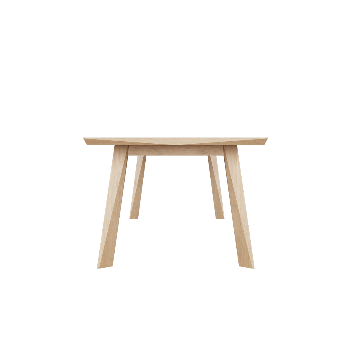 Edge Dining Table i europæisk egetræ med facetteret bordplade og massivt egetræsben, 240x100 cm.