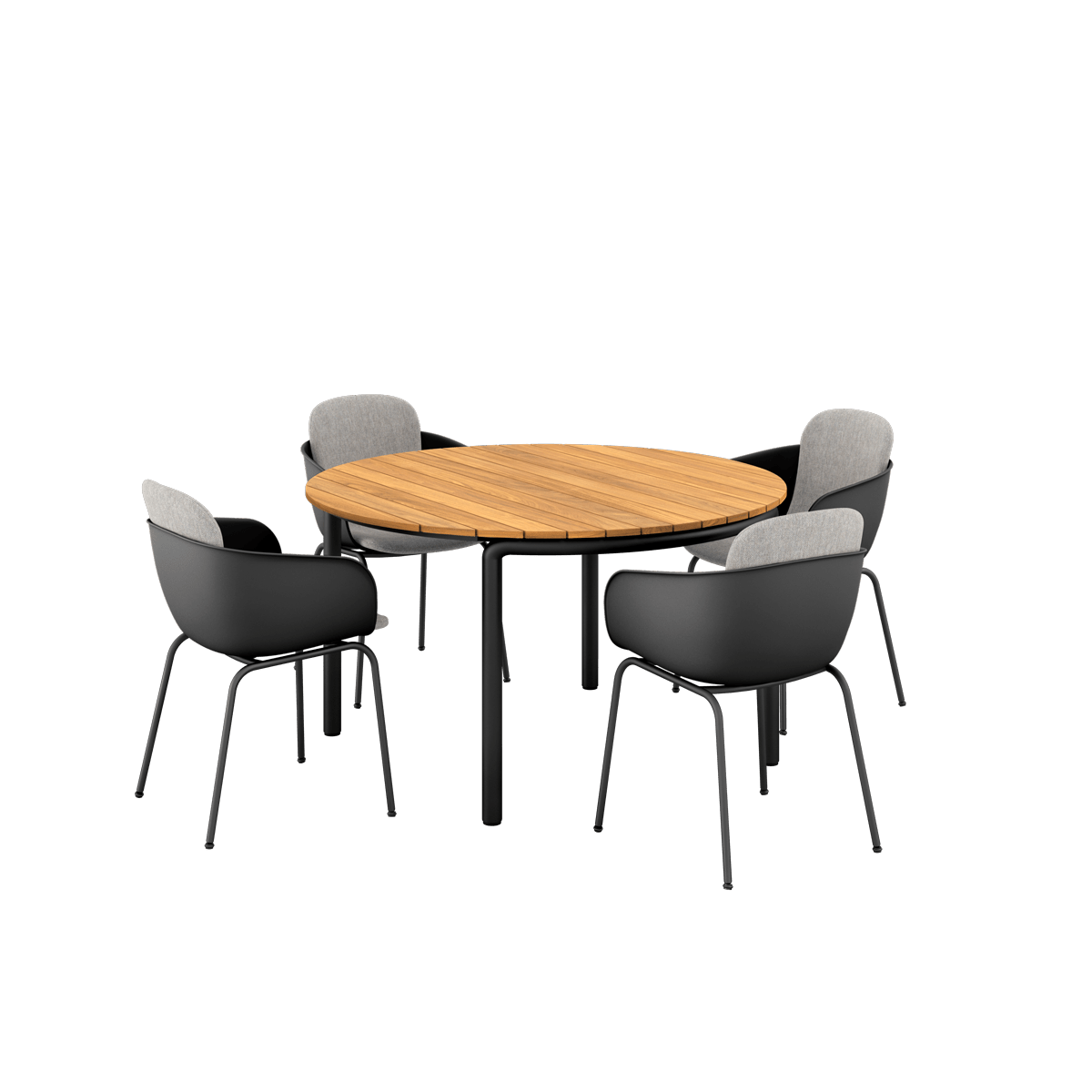  | Patio Dining Table Ø133 + Patio Chair no. One S2 - Black Cobana Sand Melange - SACKit - Danmark